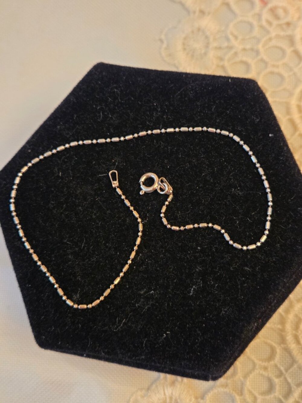 Sterling Silver Ball and Dash 10-inch Ankle Bracelet